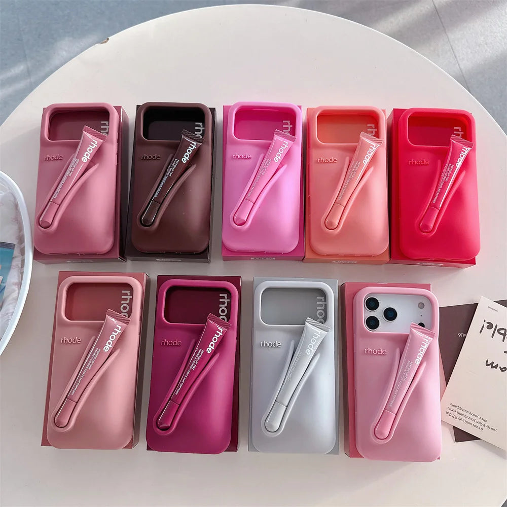 Rhode Lipstick Holder Silicone Phone Case For iPhone